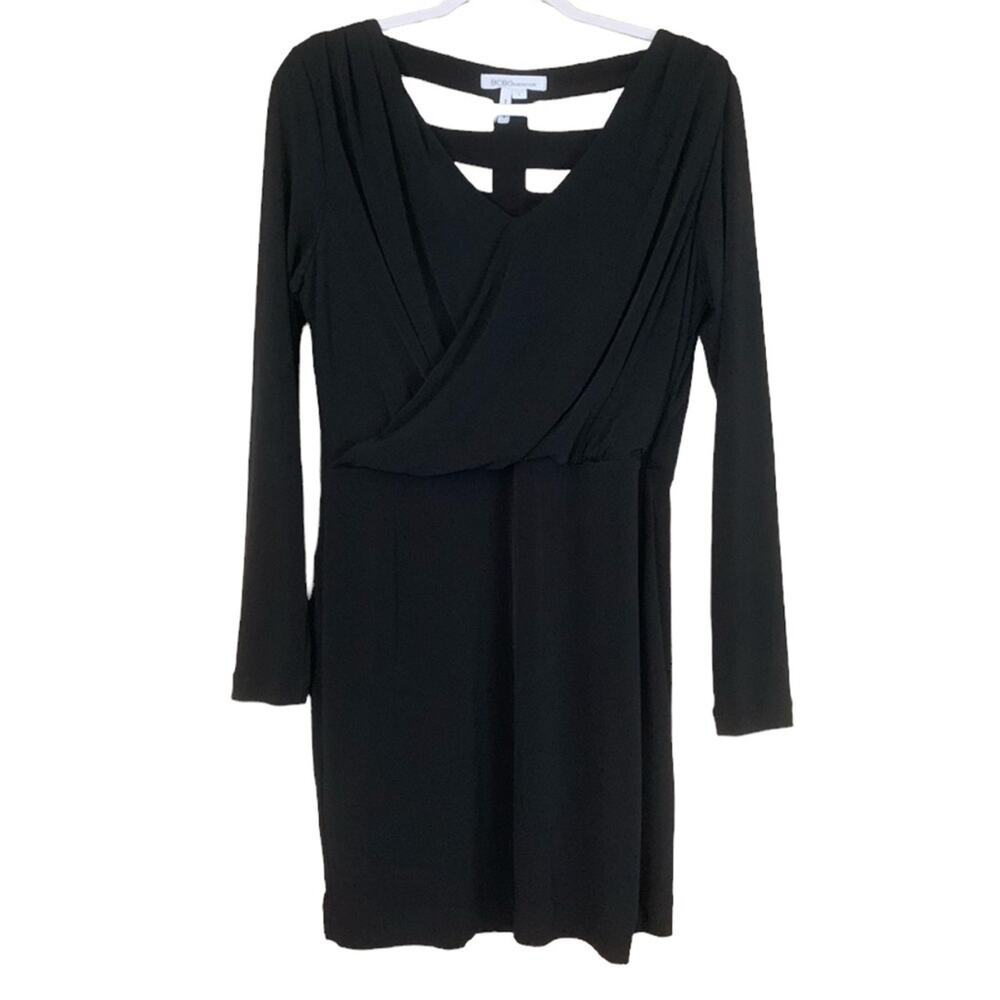 Bcbgeneration Solid Black Long Sleeve Surplice Dr… - image 1